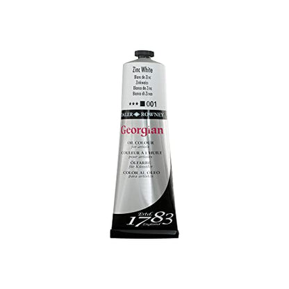 Daler Rowney Georgian Oil Paint Zinc White 225ml Tube - Art Paints for Canvas Paper and More - Oil Painting Supplies for Artists and Students - Artist Oil Paint for Any Skill Set