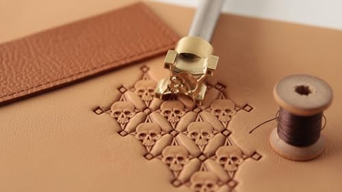 DandS ltd Skull Leather Stamp Tool, Professional Steel Craft Tool for Leatherworking, Embossing, Carving & Stamping Leather Projects, Belts Wallets & DIY Projects Compatible with Mallet #399 - color: Skull 0.47 x 0.27"