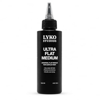 Lyko Studios Ultra Flat Medium - The World’s Flattest Acrylic Matte Medium for Acrylic Paint, (4 oz) | Eliminates Brush Strokes, Dead Flat, No Gloss Finish.