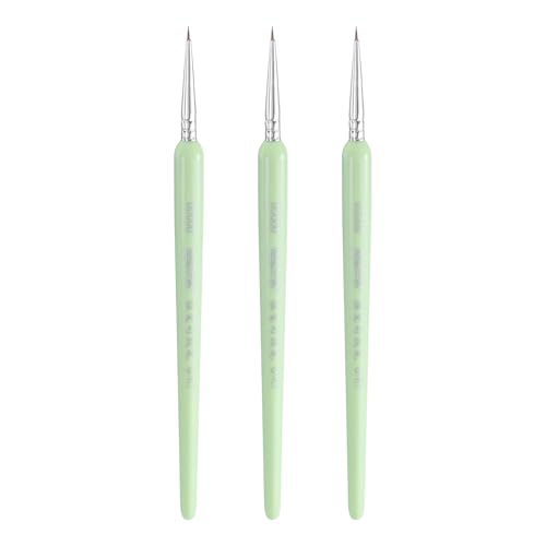 HARFINGTON 3pcs Detail Paint Brushes 5mm Pointed Tip Nylon Hair Miniature Painting Brush for Watercolor Oil Acrylic Painting(00000#), Green - color: Green, size: 00000# 5mm