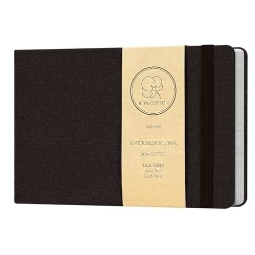 Vienrose Watercolor Sketchbook Journal 5.5x8.2 Inch 24 Sheets Black - color: Black, size: 5.5x 8.25 Inch