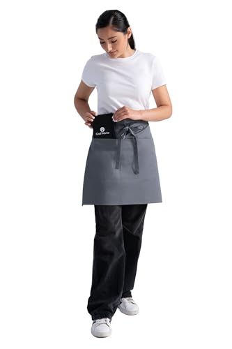 Chef Works Unisex Half Bistro Server Apron - color: Gray