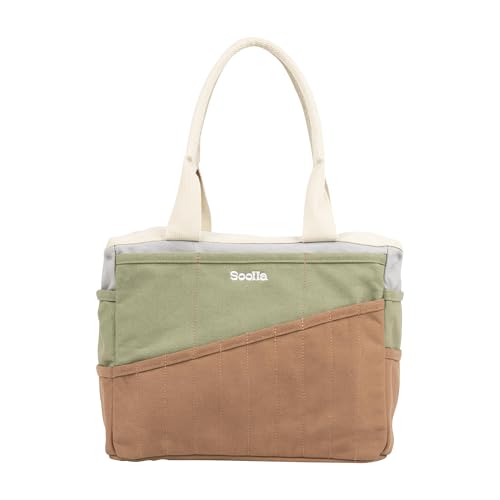 Soolla Studio Bag: Art Supply Storage Organizer & Pottery Tool Bag, Washable Tote, Yarn Bag, Crochet, 30 Pockets, 15+ Colors - color: Good Earth