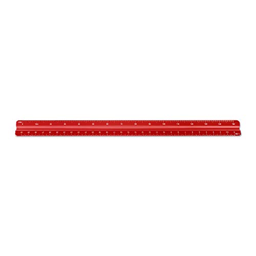 Alumicolor Aluminum Combination Solid Drafting Scale, 12IN, Red - color: Red, size: 12 Inch, style: Combination