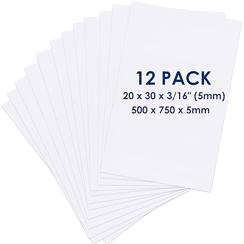 Foam Board 20 x 30 x 3/16"(5mm), Foam Core Board Sheets, White Poster Board | 12 Pack, Acid Free Foamboard, Rigid Sign Board for Mounting, Framing, Backing, Display, Presentation, Prints, Crafts & Art - size: 20x30 in 12 Pack