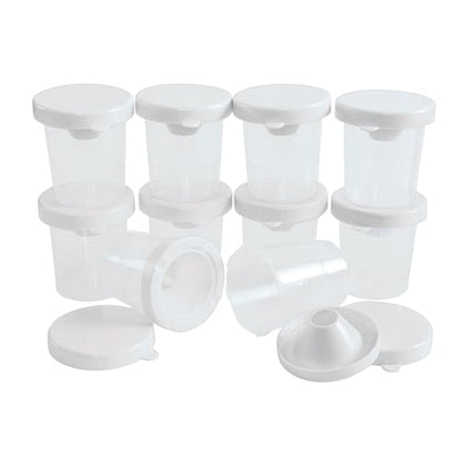 Colorations No-Spill White Lid Tempera Paint Cups for Kids Value Classroom Pack Painting Supply (10 pack), Model:10WPC