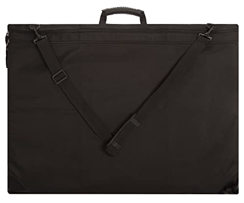 Soho Urban Artist Art Portfolio Case Artwork Tote Bag, Heavy Duty Nylon, 2 Zippered Pockets, Handle & Shoulder Strap LightWeight Large Capacity for Drawings, Posters, 23x31 Inches Black