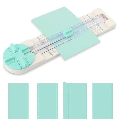 A5 Paper Cutter,4 in 1 Paper Trimmer Photo Cutter,Scrapbook Papers Craft Cutter with Dial Blades of Straight,Wave,Perforated,Creasing for Cutting Papers,Coupons,Postcards,Card(Green) - color: Green
