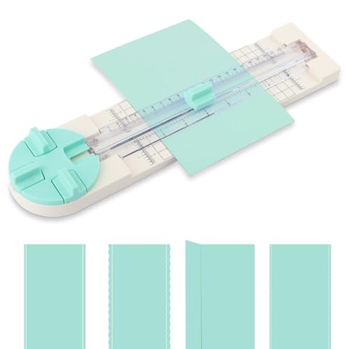 A5 Paper Cutter,4 in 1 Paper Trimmer Photo Cutter,Scrapbook Papers Craft Cutter with Dial Blades of Straight,Wave,Perforated,Creasing for Cutting Papers,Coupons,Postcards,Card(Green) - color: Green