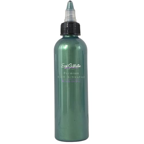 Ezgi Sertcetin Premium Cell Activator for Acrylic Pouring Paint | Ready to Pour | Create Perfect and Unique Cells in Your Painting Works | 4oz by Volume | Metallic Estrada Green - color: Metallic Estráda Green