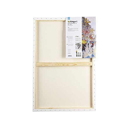 KINGART Stretched White Canvas Set – Rectangle, 24x36 Inch, 2-Pack – 100% Cotton, Triple Gesso Primed – 5/8" Profile Back-Stapled Artist Boards for Acrylic, Oil, Pouring, & Mixed Media Painting - size: 24" x 36"
