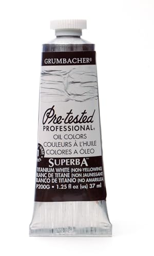 Grumbacher Pre-Tested Oil Paint, 37ml/1.25 oz., Superba White (P200G) - color: Superba White, size: 1.25 Ounce (Pack of 1)