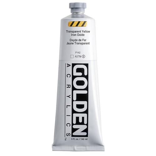 GOLDEN Heavy Body Acrylics, Transparent Yellow Iron Oxide, 5 fl. oz. Tube | Artist grade acrylic paint with rich pigment load and a thick body that retains texture and toolmarks.