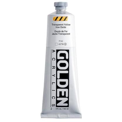 GOLDEN Heavy Body Acrylics, Transparent Yellow Iron Oxide, 5 fl. oz. Tube | Artist grade acrylic paint with rich pigment load and a thick body that retains texture and toolmarks.