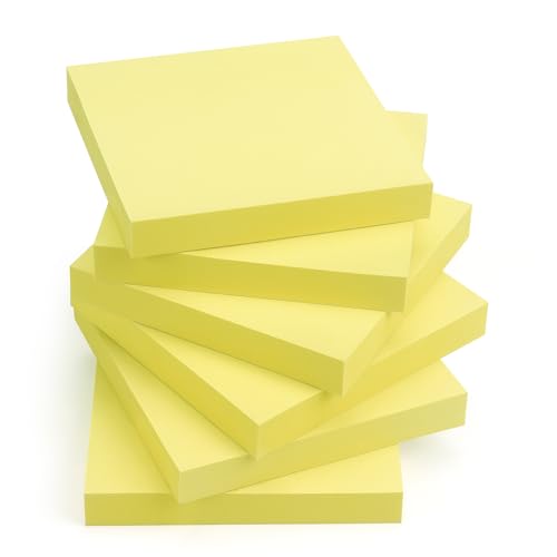 OSBOO Sticky Notes 3x3 with Bright Colors, 6 Pads 100 Sheets/Pad (Yellow) | Bright Yellow Self-Stick Notes Pads, 600 Sheets Total, Easy to Stick and Remove, Perfect for Office, School and Home - color: Yellow