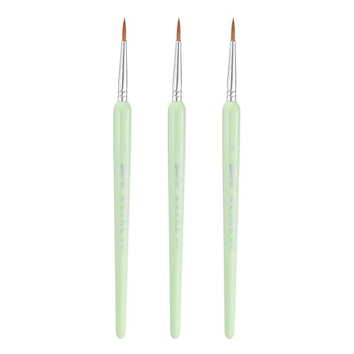 HARFINGTON 3pcs Detail Paint Brushes 12mm Pointed Tip Nylon Hair Miniature Painting Brush for Watercolor Oil Acrylic Painting(2#), Green - color: Green, size: 2# 12mm