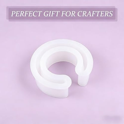 2 Pcs C-Shaped Open Cuff Bangle Bracelet Silicone Mold - Jewelry Making Mold for Resin, Epoxy, Casting, DIY Crafting, Clear Round Bracelet Mold for Women's Handmade Accessories