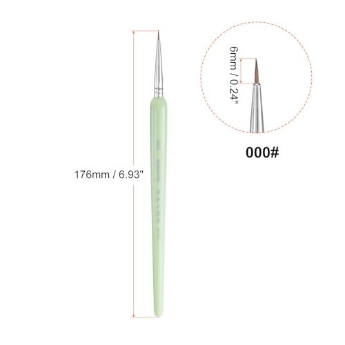 HARFINGTON 6pcs Detail Paint Brushes 6mm Pointed Tip Nylon Hair Miniature Painting Brush for Watercolor Oil Acrylic Painting(000#), Green - color: Green, size: 000# 6mm