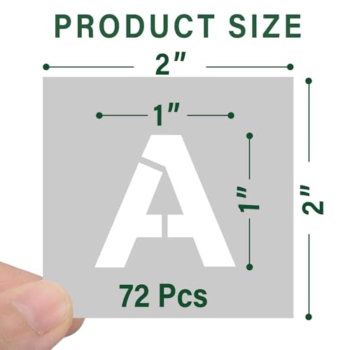 WISYOK 1 Inch 72 Pcs Letter Stencils, Reusable, Plastic - size: 1 Inch-72Pcs