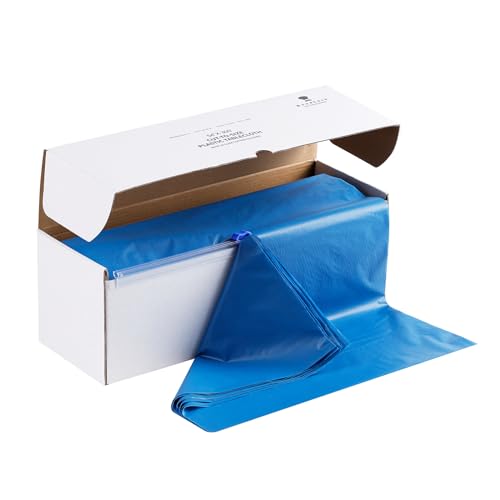 Goodluck 54 Inch X 300 Feet Plastic Table Cloths with Cutter Box, Blue Disposable Table Cover Roll, Plastic Tablecloth for Party, Banquet, Wedding, Birthday, Anniversary - color: Blue, size: 15.4" x 5.5" (Rectangular)