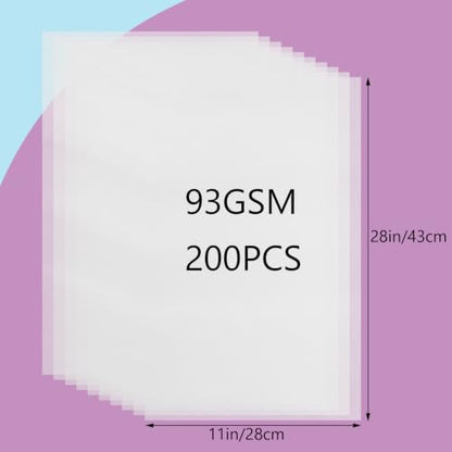 LANIAKEA 200 Sheets Translucent Vellum Paper 11x17 Vellum Tracing Paper Printable Transparent Printer Sheets for Invitations, Sketching & Drawing, Gift Box Liners - size: 11x17inch-200Sheets