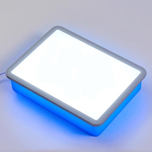 PreTrans Kids Light Box – Translucent Pattern Blocks – Sensory Light Table for Kids, Artist Tracing Light Box, LED Light Up Sensory Table