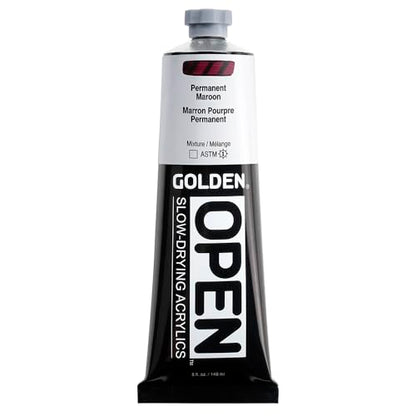 GOLDEN OPEN Slow-Drying Acrylics, Permanent Maroon, 5 fl. oz. Tube - color: Permanent Maroon, size: 5 Fl Oz (Pack of 1)