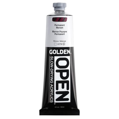 GOLDEN OPEN Slow-Drying Acrylics, Permanent Maroon, 5 fl. oz. Tube - color: Permanent Maroon, size: 5 Fl Oz (Pack of 1)