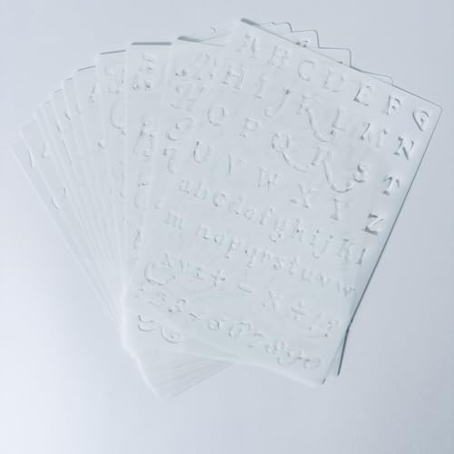 12 Pcs Letter Number Symbol Stencils, 7 x 5 Inch Reusable Templates for Diary, Planner, Scrapbook & School Projects - color: 12 Letter Number