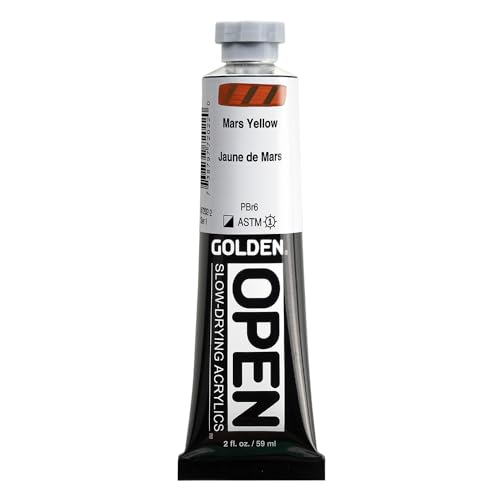 GOLDEN OPEN Slow-Drying Acrylics, Mars Yellow, 2 fl. oz. Tube - color: Mars Yellow, size: 2 Fl Oz (Pack of 1)