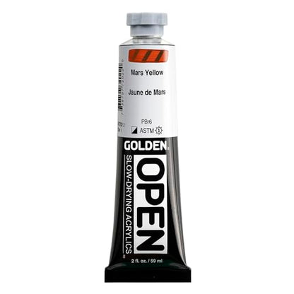 GOLDEN OPEN Slow-Drying Acrylics, Mars Yellow, 2 fl. oz. Tube - color: Mars Yellow, size: 2 Fl Oz (Pack of 1)