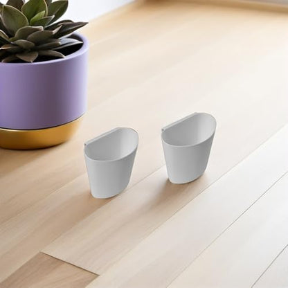 NUOBESTY 4Pcs Hanging Bucket Storage Baskets 4.7X4.7X4.7 Inch Plastic Hanging Cup Holders for Rolling Cart Organizer Office Supplies - color: White