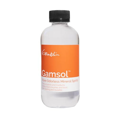 Gamblin Gamsol, Odorless Mineral Spirits for Oil Painting, 8.5 Fluid Ounce Bottle