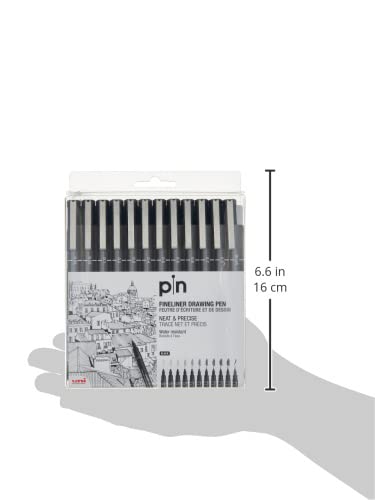 UNI PIN FINELINER DRAWING PEN SET 12 BLACK