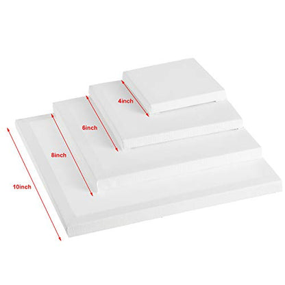 12 Pieces Assorted Size Mini Art Canvas Stretched for Craft Painting Drawing (4 Inches/ 6 Inches/ 8 Inches/ 10 Inches) - size: 4 Inches, 6 Inches, 8 Inches, 10 Inches