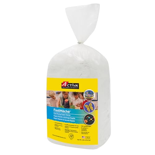 Activa FastMâché Fast Drying Paper Mâché, 4lb (1.81kg) | Heavy & Tough Finish with Minimal Shrinkage | Easy-to-use, no mess, just add water, dries fast, for sculpture, mixed media, fine art, craft, décor, dioramas, masks, props - size: 4 lbs.