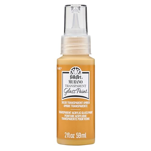 FolkArt Murano Transparent Acrylic Glass Paint, Amber, Perfect for Indoor and Outdoor Arts and Crafts Projects, 2 fl oz, 36538 - color: Transparent Amber, style: Transparent