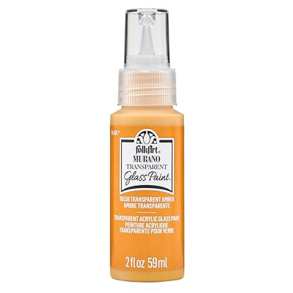 FolkArt Murano Transparent Acrylic Glass Paint, Amber, Perfect for Indoor and Outdoor Arts and Crafts Projects, 2 fl oz, 36538 - color: Transparent Amber, style: Transparent