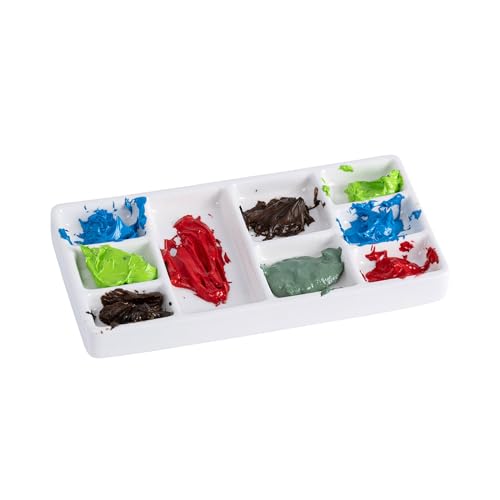 Travel Watercolor Palette,Portable Ceramic Palette 9 Well,Empty Wet Palette Metal Paint Box with Porcelain Palette(Black Box) - color: Black