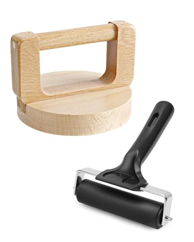 UCEC 2 Pack Block Printing Baren & 4 Inch Brayer Roller Set for Inking&DIY | 1+1 Pack Includes 4 Inch Rubber Brayer Roller & Handheld Printing Baren Tool, Ideal For Block Printing, Stamping, Linocut - color: 2pcs(Baren + 4''Brayer Roller)