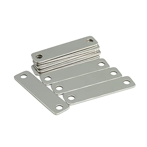 StayMax Metal Engraving Blanks Stamping Blanks 304 Stainless Steel Rectangle Blank Tags with 2 Holes 25 PCS 4cm*1cm