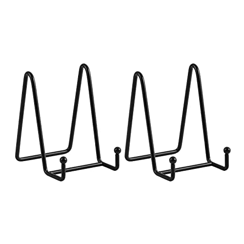 LIONWEI LIONWELI Plate Display Stand Easel Holders - 4.5" Tabletop Metal Stands for Decorative Plates, Photos & Picture Frames - Black, 2-Pack - size: 4.5 inch (2 pieces)