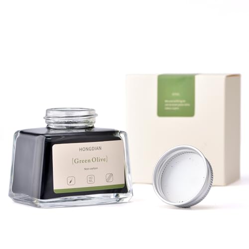 Hongdian Fountain Pen Bottled Ink Green Oliver Color, 60ml Non Carbon Inkwell Bottle, Artist Calligraphy Ink - color: Green Oliver