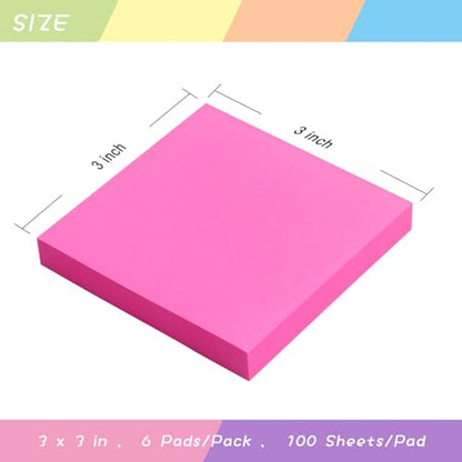 OSBOO Sticky Notes 3x3 with Bright Colors, 6 Pads 100 Sheets/Pad (Rose Red) | Bright Rose Red Self-Stick Notes Pads, 600 Sheets Total, Easy to Stick and Remove, Perfect for Office, School and Home - color: Red