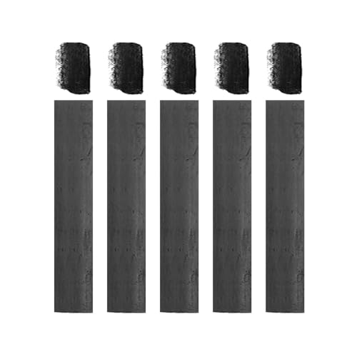 MECCANIXITY Willow Charcoal Sticks, 18-21mm Willow Charcoal Pencils Soft Sketch Vine Art Supplies Set for Drawing Sketching Shading Painting Artists Beginners (Black, Pack of 5)