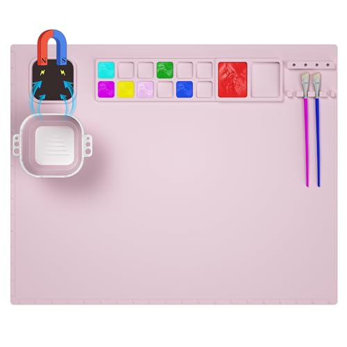 Creator 20"x16" Silicone Painting Mat with Cup - Nonstick Sheet for Resin Jewelry Casting, Art, DIY, Drawing, Clay and Play Doh - color: Pink