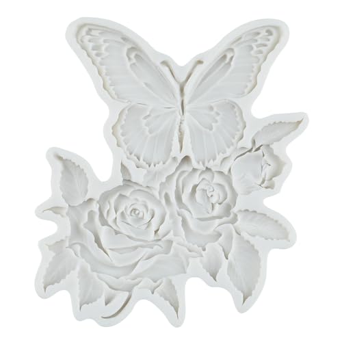 Butterfly Flower Polymer Clay Molds Butterfly Rose Silicone Mold - color: Style S