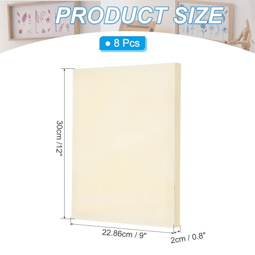 PATIKIL 9 x 12 Inch Wood Canvas Panels, 8pcs Unfinished Wooden Frame Square Art Board for Crafts Oil Paint Pouring Acrylics Painting DIY - size: 9 x 12 Inch