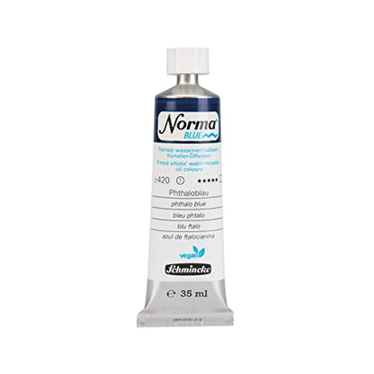 Schmincke - NORMA® Blue, 21420009, finest water-based artists' oil colors, highly pigmented, lightfast, vegan, Phthalo blue, 35 ml - color: 420 phthalo blue