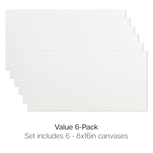 KINGART 850-6 Stretched White Canvas for Painting, 8 x 16 Inch, Pack of 6 | 100% Cotton Canvas, Triple Primed Acid-Free Gesso, Ready to Paint, Back-Stapled, Pine Bars - size: 8 x 16 Inch